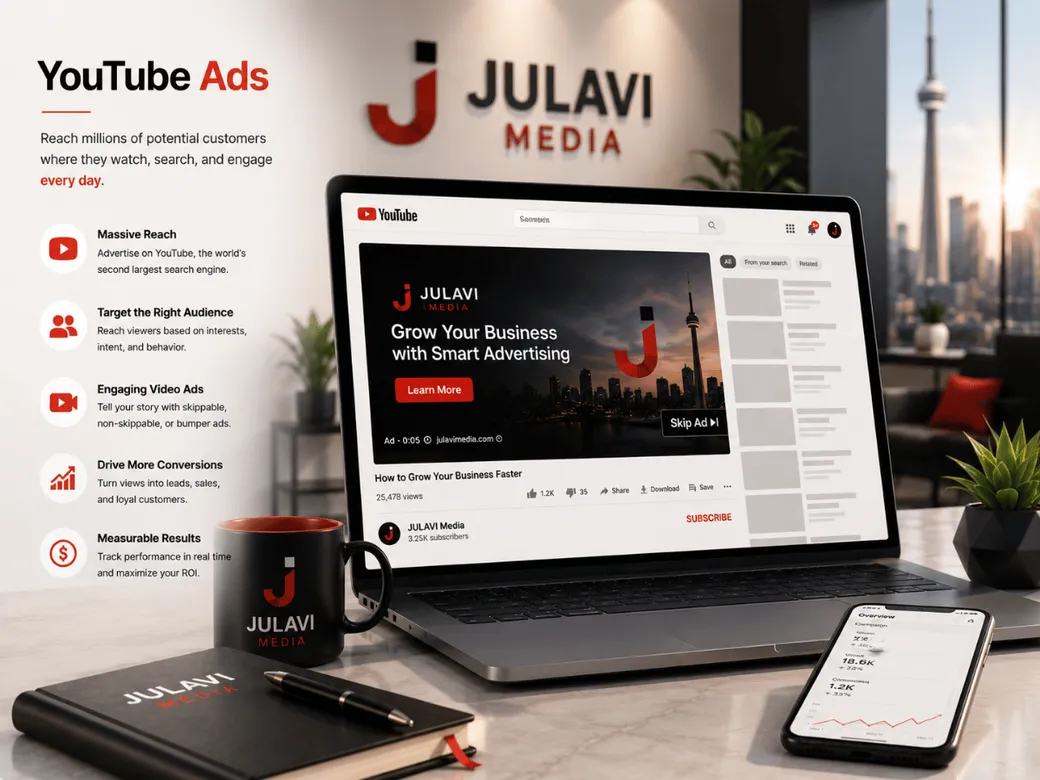 YouTube Ads in a modern office setting
