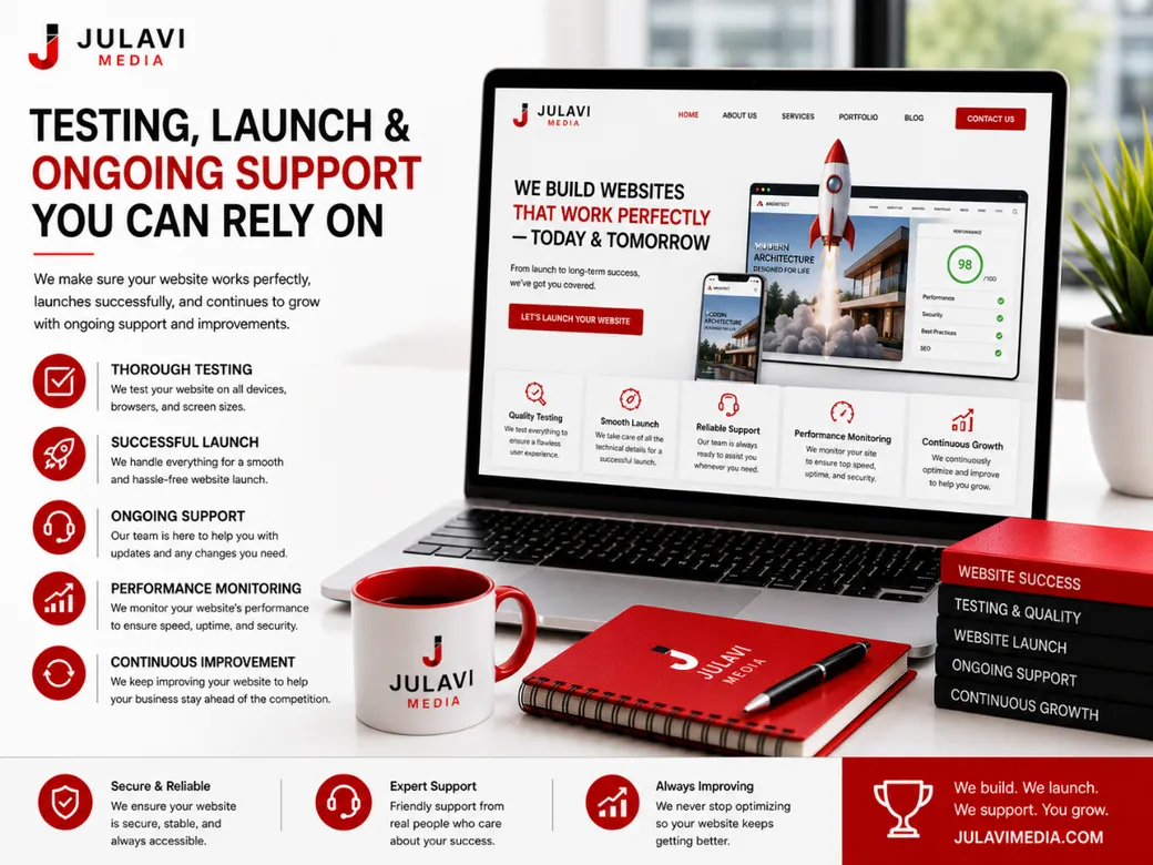Website testing, launch and ongoing support dashboard